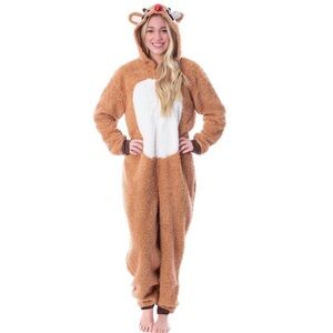 Rudolph Reindeer PLUSH Onesie Pajama XS Holiday Christmas